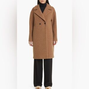 HARRIS WHARF LONDON Teddy Brown Shawl Collar Boucle Jacket size 42 (M) NWT